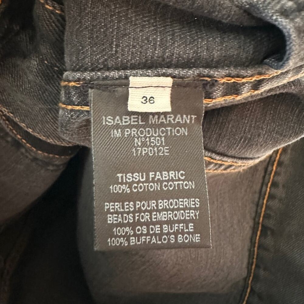 Isabel Marant Denim Jean Jacket Beaded Black Grey - Picture 3 of 10